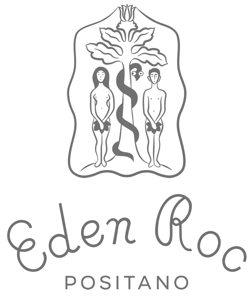 Logo dell'hotel Eden Roc di Positano con stemma decorativo.