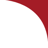 A red quarter-circle design with pixelated edges on a white background.