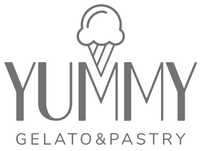 Logo of Yummy Gelato & Pastry with an ice cream cone design.