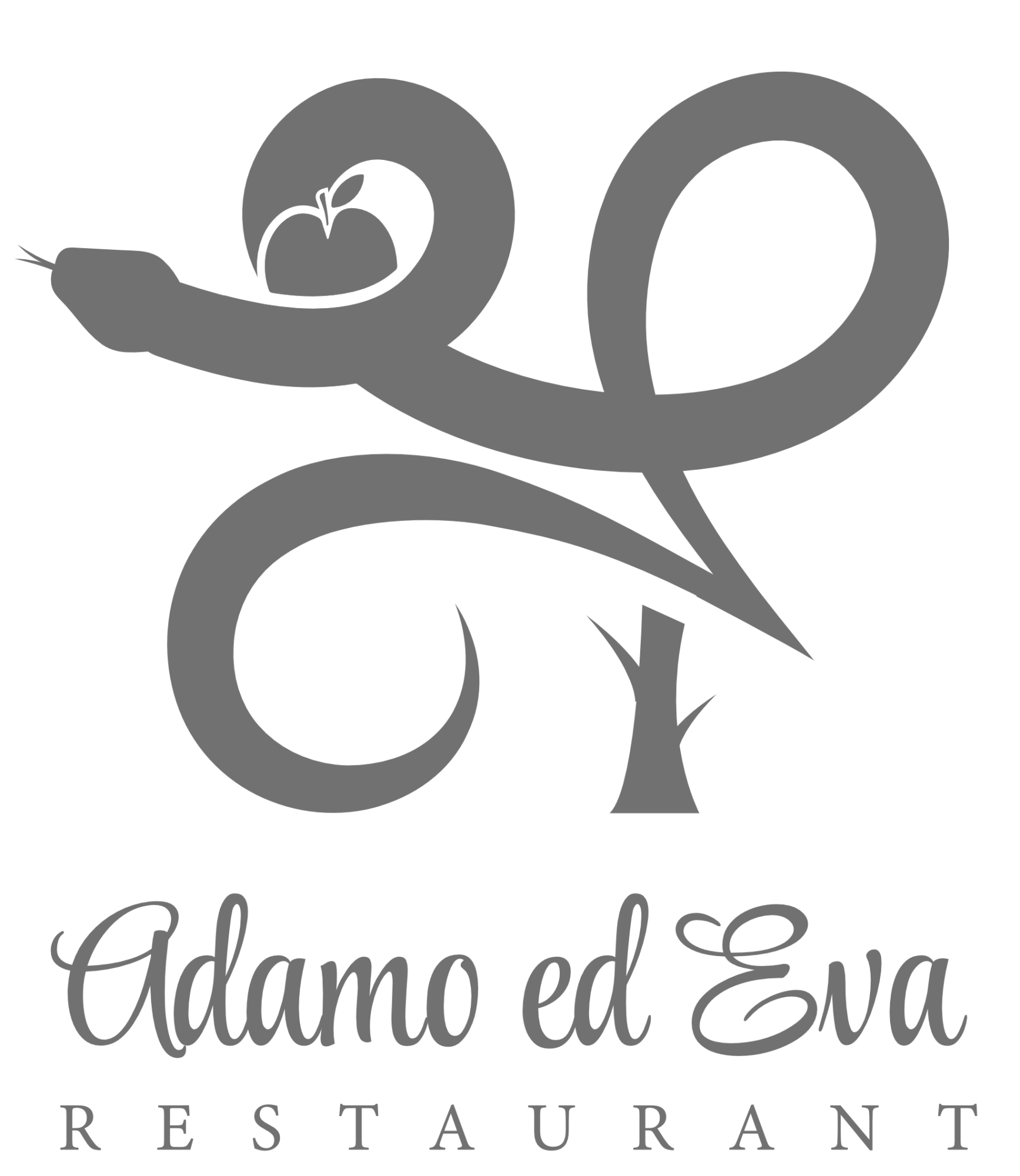 Logo of "Adamo ed Eva Restaurant" featuring a stylized snake and apple.